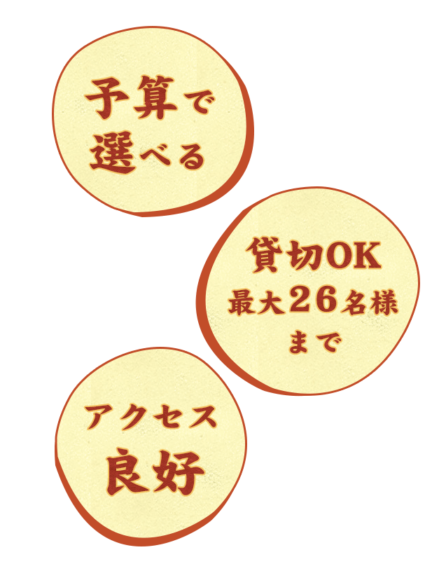 予算で選べる 貸切OK最大26名様まで 西一宮駅から徒歩5分アクセス良好